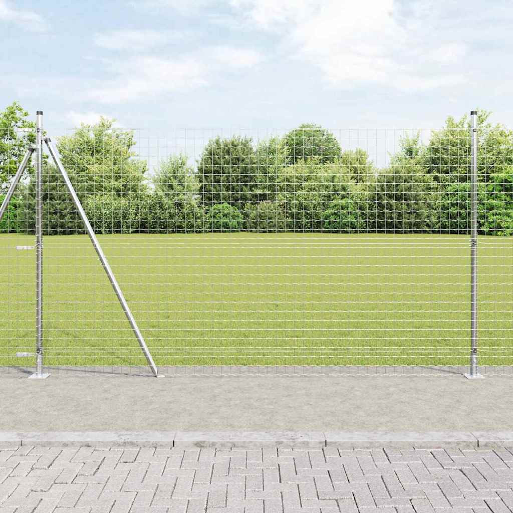 vidaXL Euro-Zaun mit Betonsockel 10 x 1,4 m Verzinkter Stahl Silber