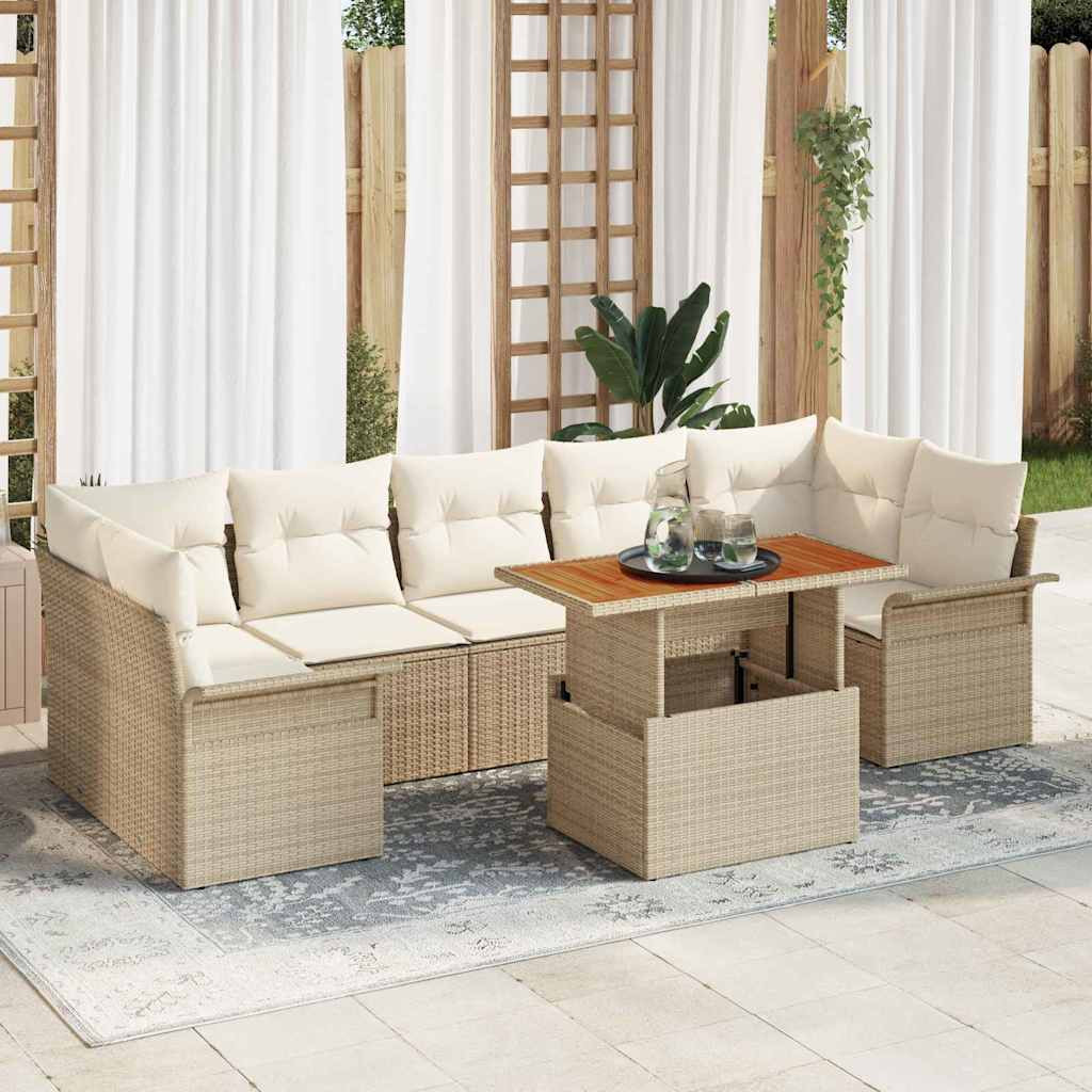 vidaXL Garten-Sofa-Set mit Kissen 8 pcs Beige und Creme