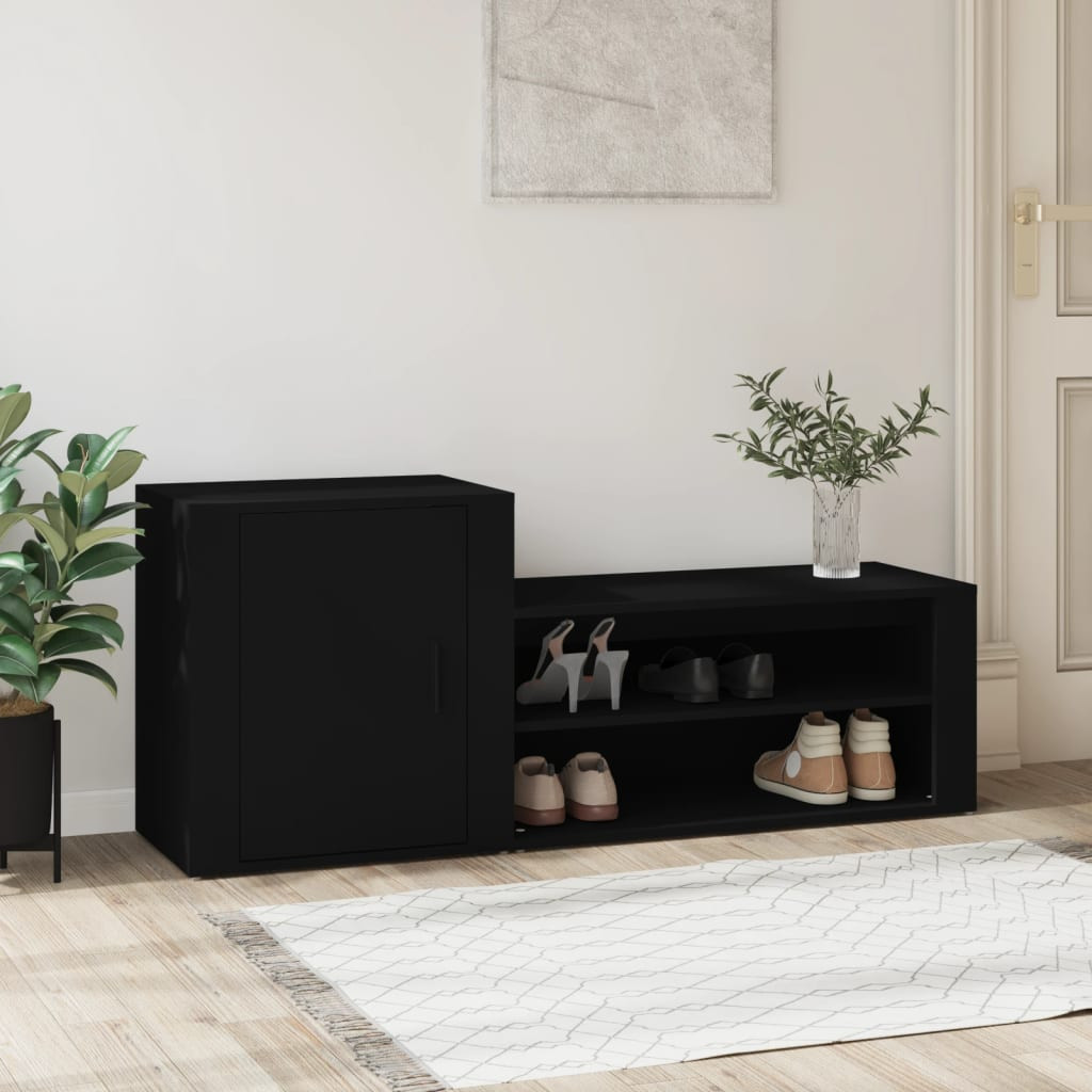 vidaXL Schuhschrank Schwarz 130x35x54 cm Holzwerkstoff