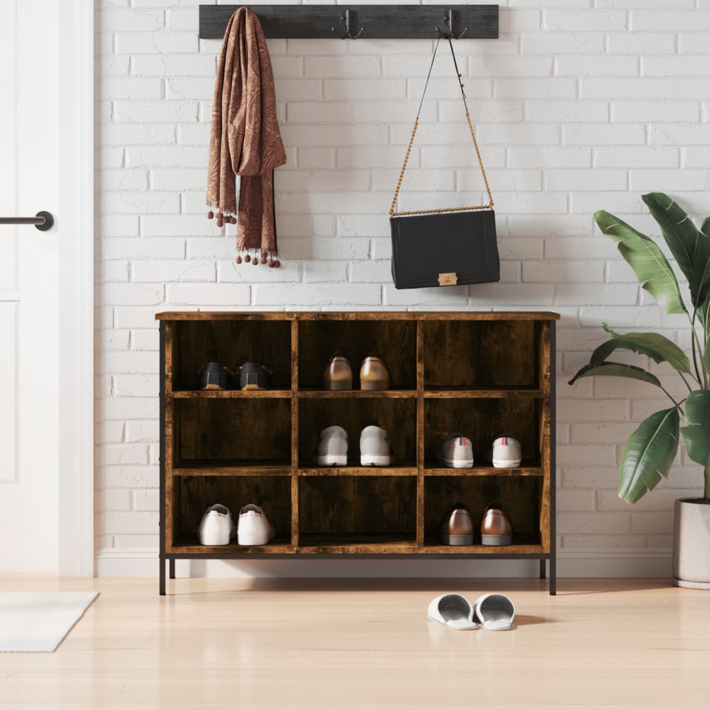 vidaXL Schuhregal Räuchereiche 100x35x70 cm Holzwerkstoff