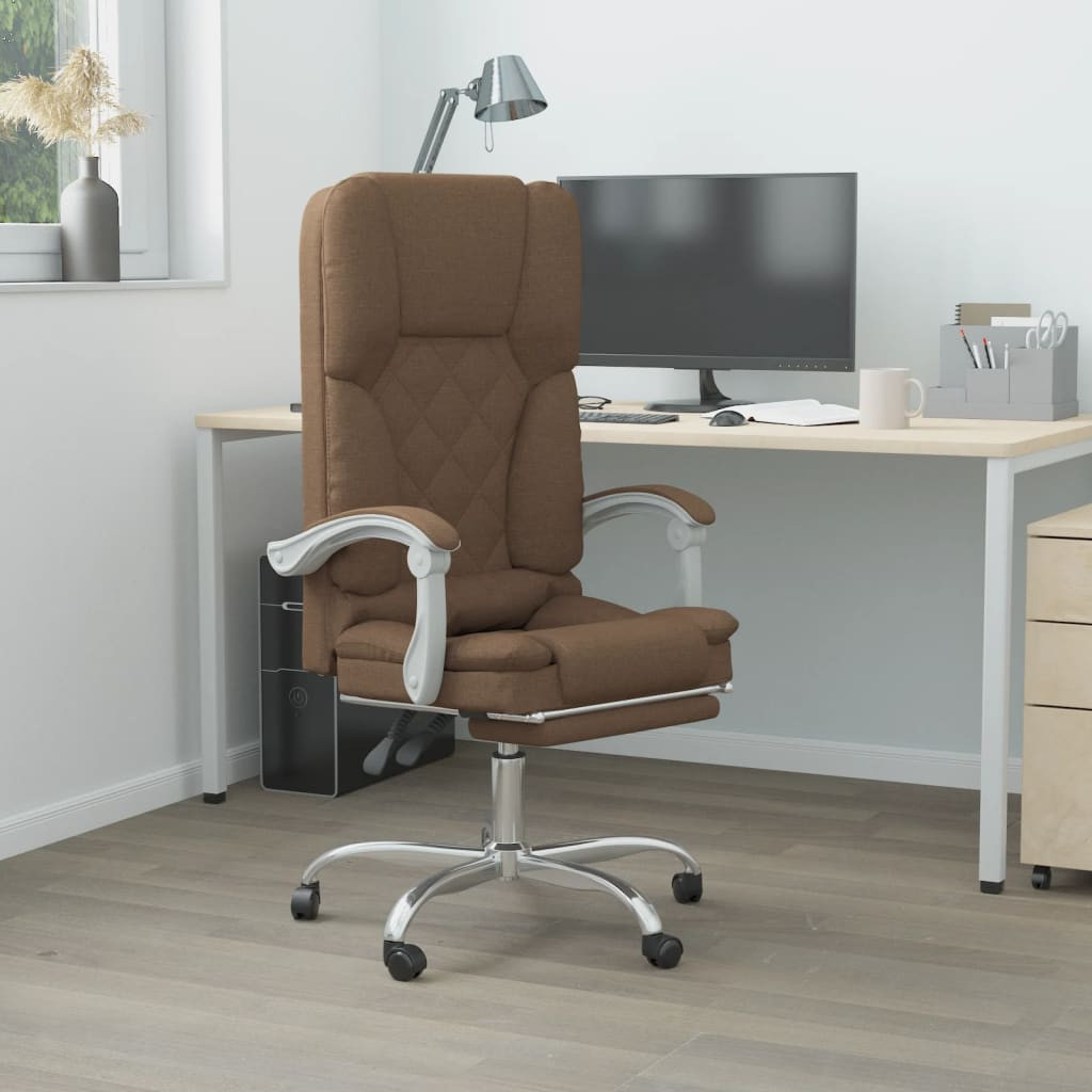 vidaXL Bürostuhl mit Massagefunktion Braun Stoff