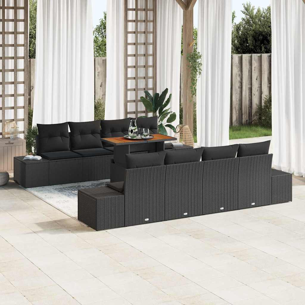 vidaXL Gartensofa-set 9 Stk. Schwarz Poly-Rattan