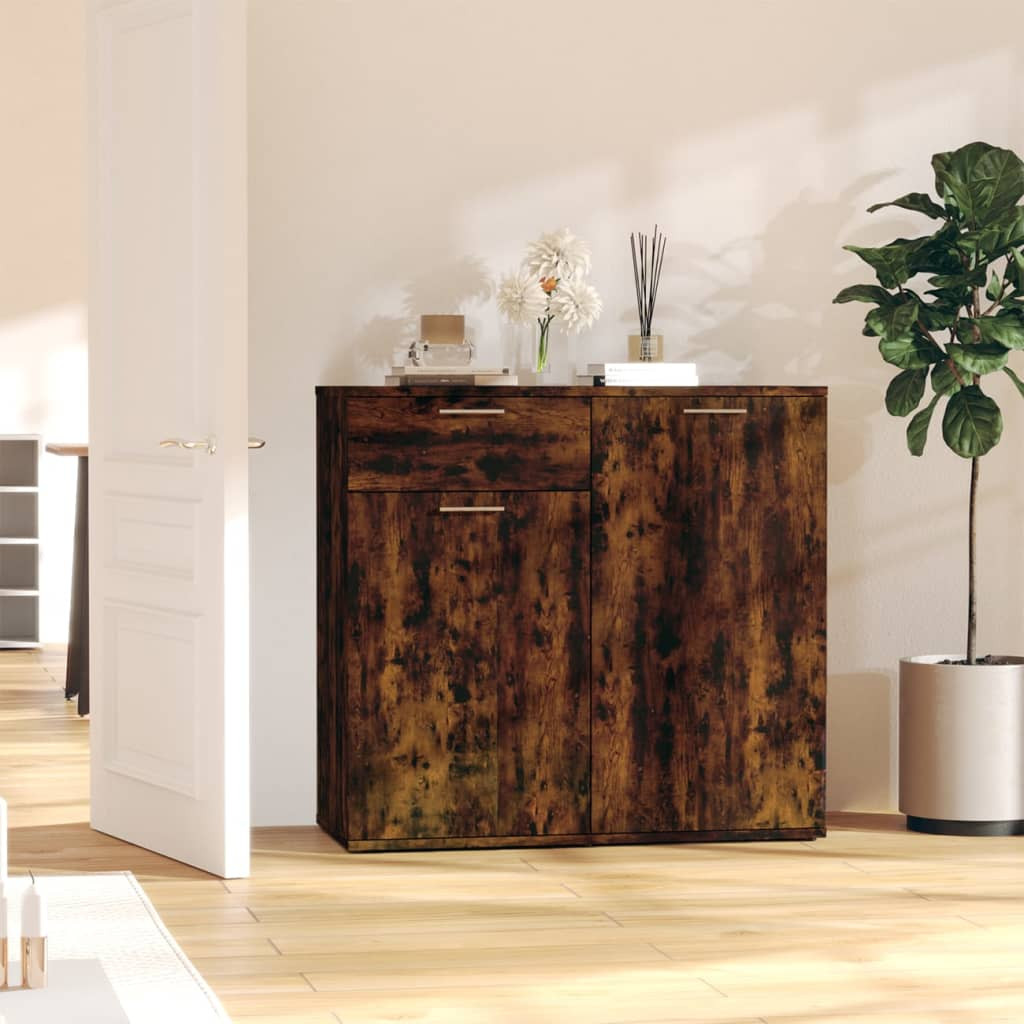 vidaXL Sideboard Räuchereiche 80x36x75 cm Holzwerkstoff