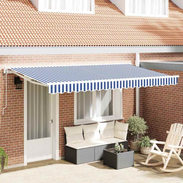 vidaXL Markisenrahmen Blau und Weiß 400 x 200 cm