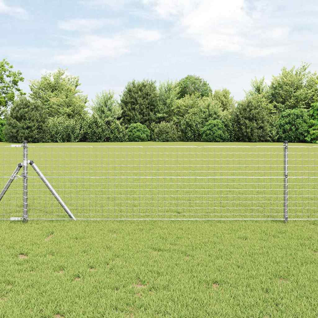 vidaXL Bodenmontierter Euro-Zaun 25 x 0,6 m Verzinkter Stahl Silber