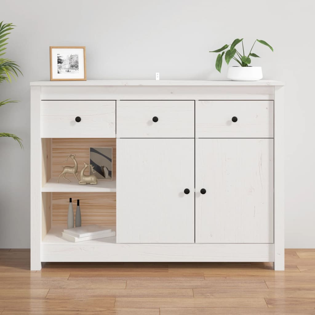 vidaXL Sideboard Weiß 100x35x74 cm Massivholz Kiefer