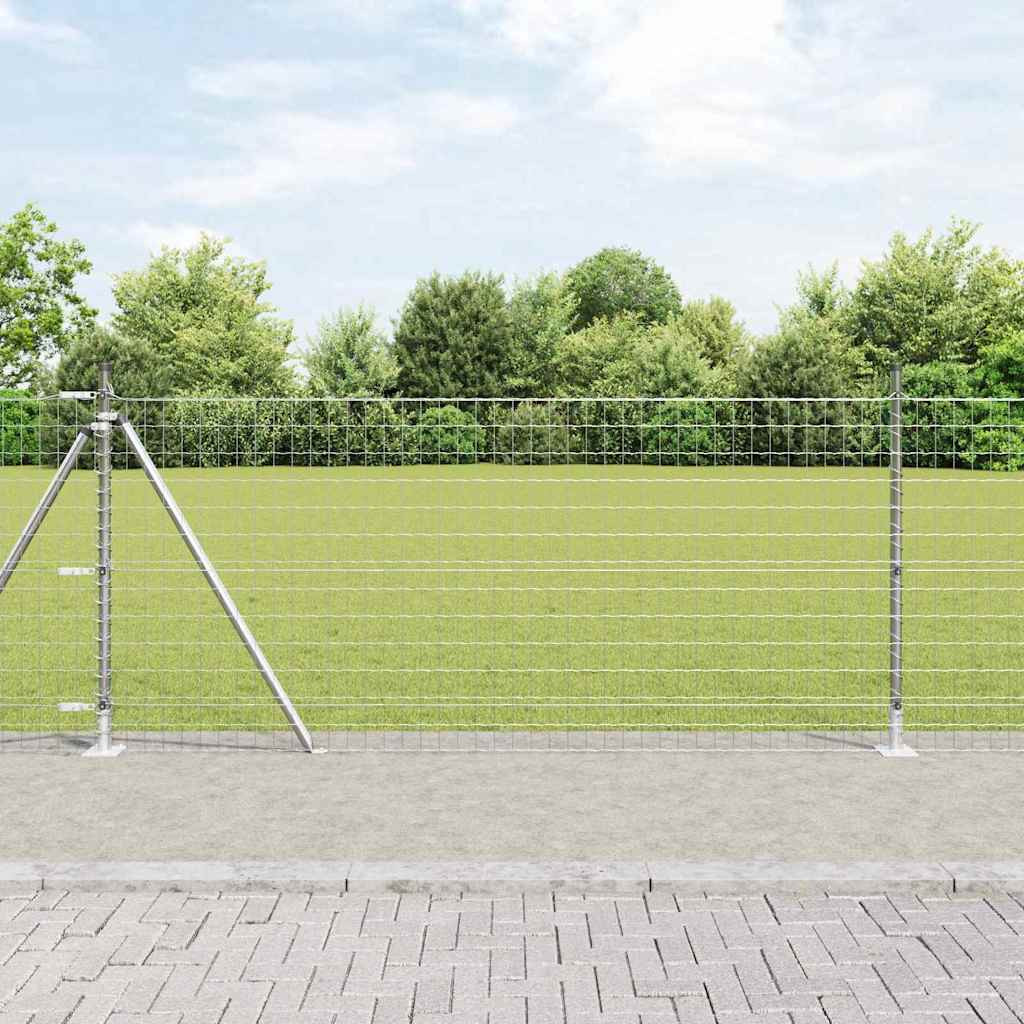 vidaXL Euro-Zaun mit Betonsockel 10 x 0,8 m Verzinkter Stahl Silber