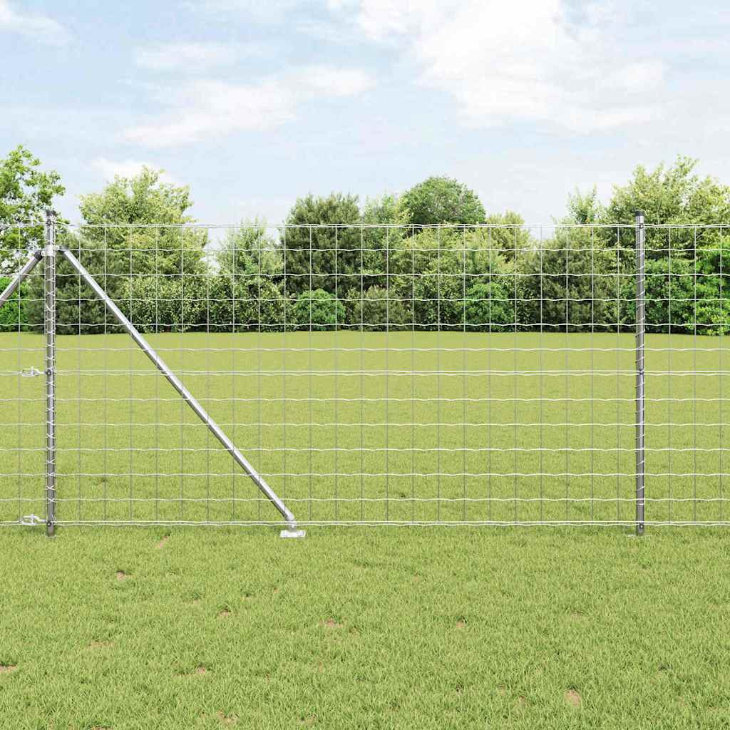 vidaXL Euro-Zaun mit Stacheln 10 x 1 m Verzinkter Stahl Silber Netz