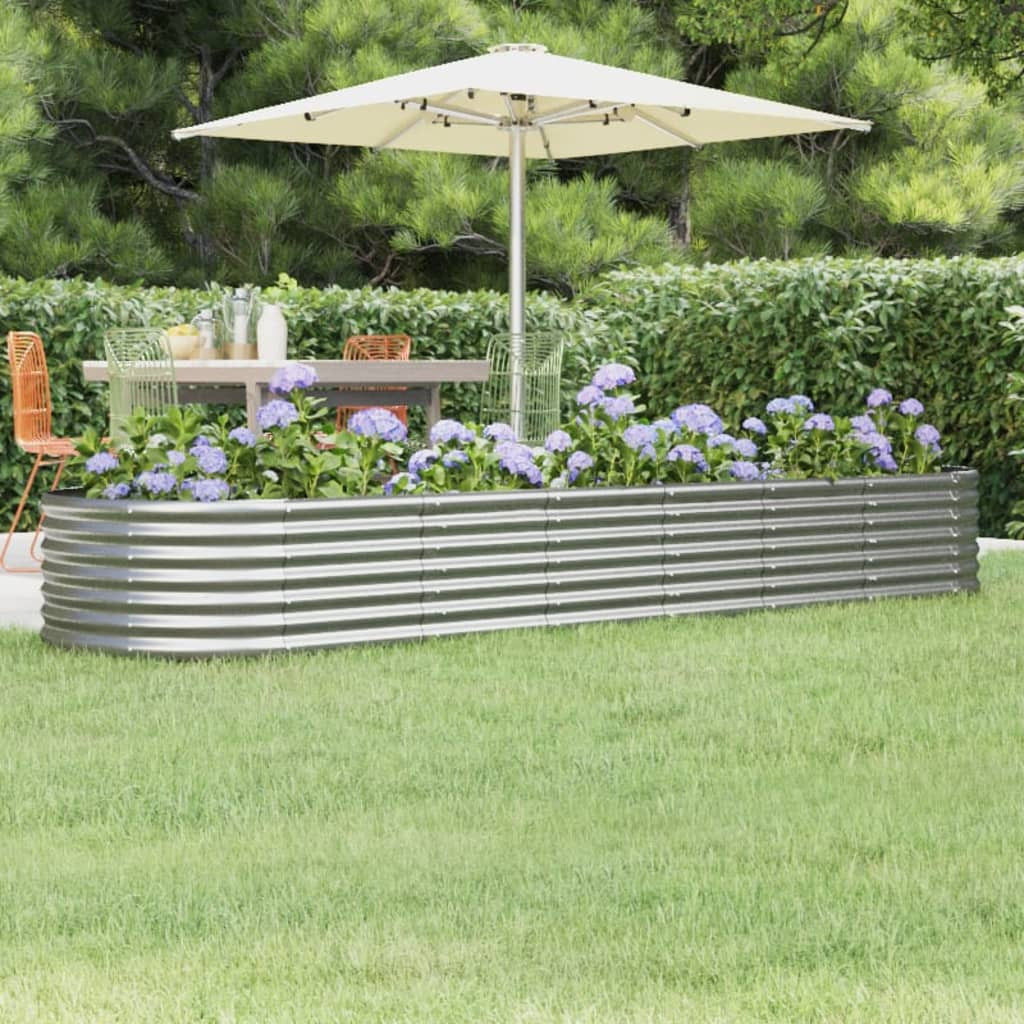 vidaXL Hochbeet Verzinkter Stahl 296x80x36 cm Silbern