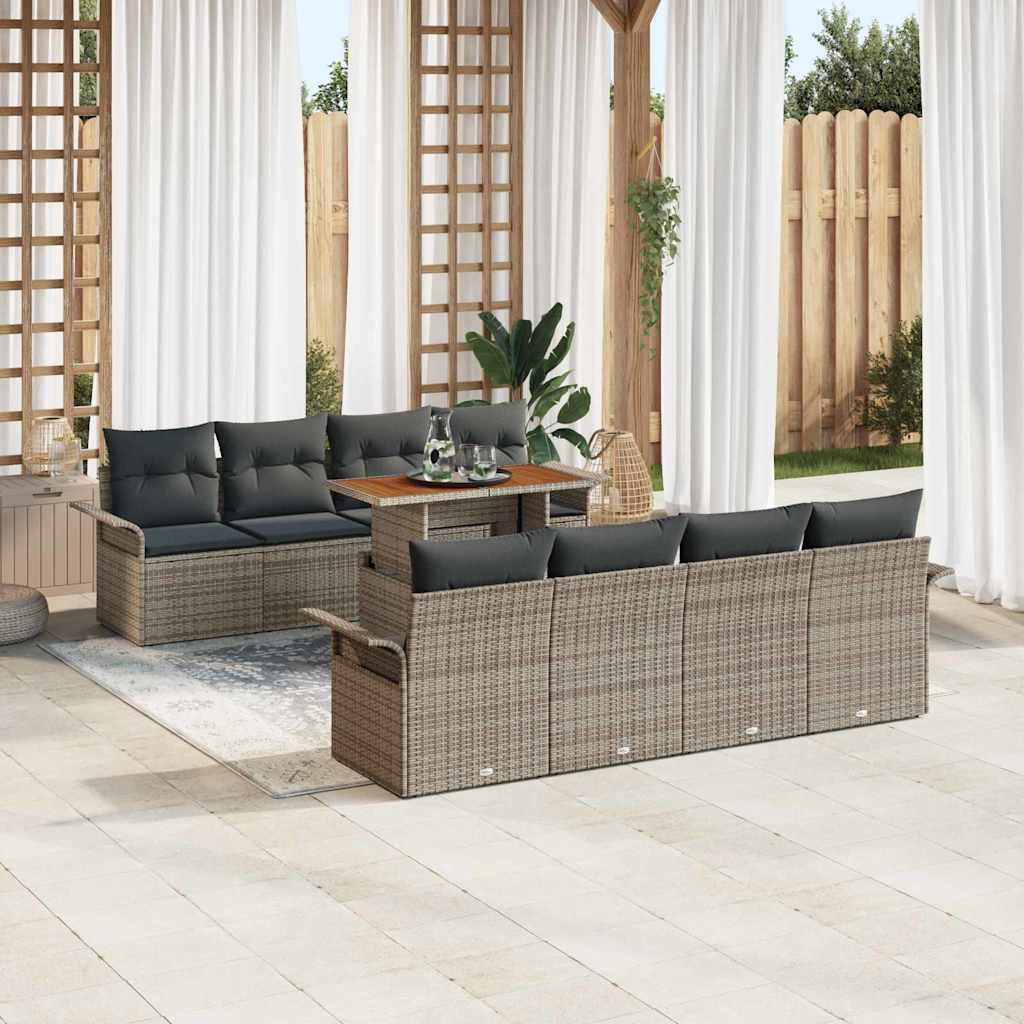 vidaXL Gartensofa-set mit Kissen 7 pcs Grau Poly-Rattan