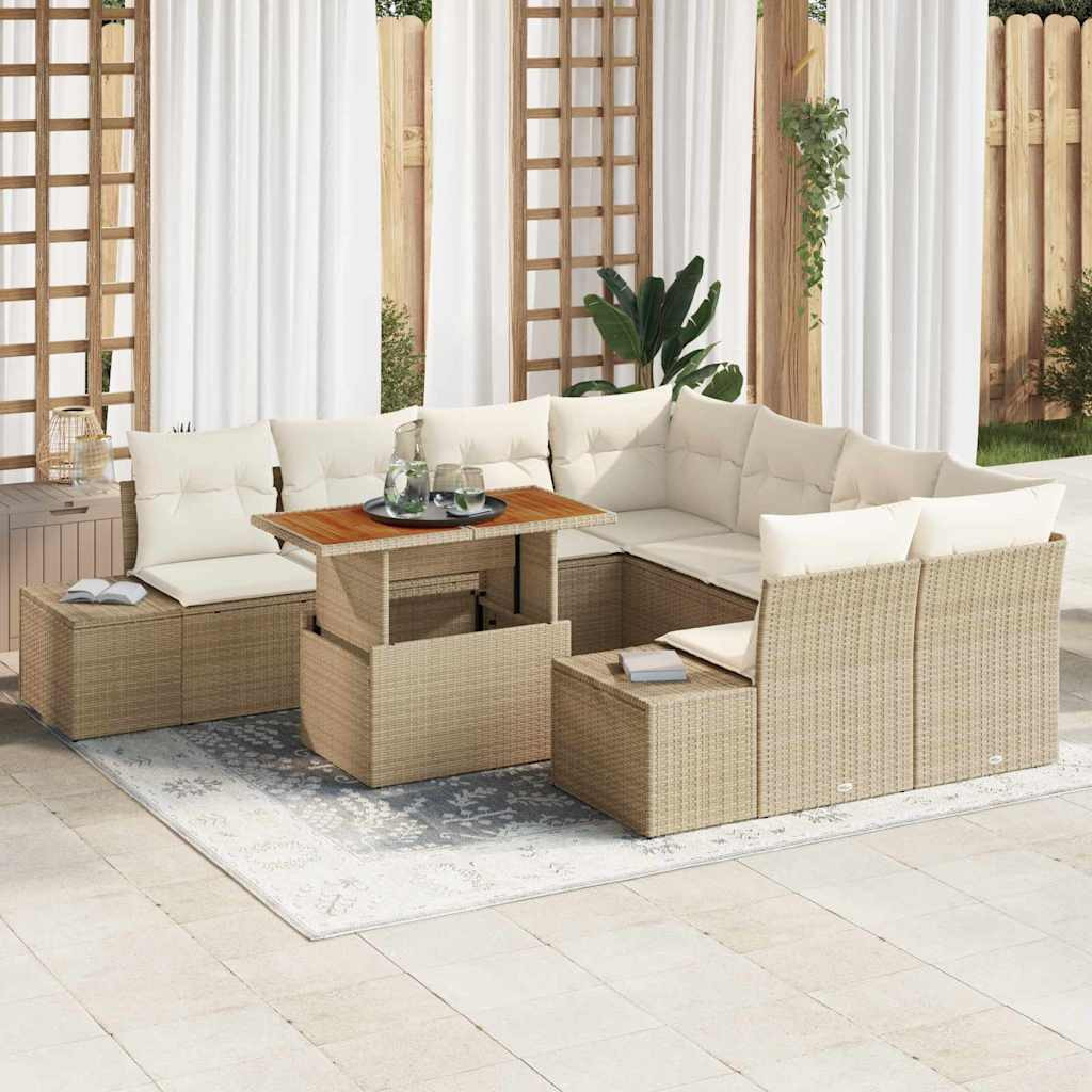 vidaXL Gartensofa-set 9 Stk. Beige und Creme