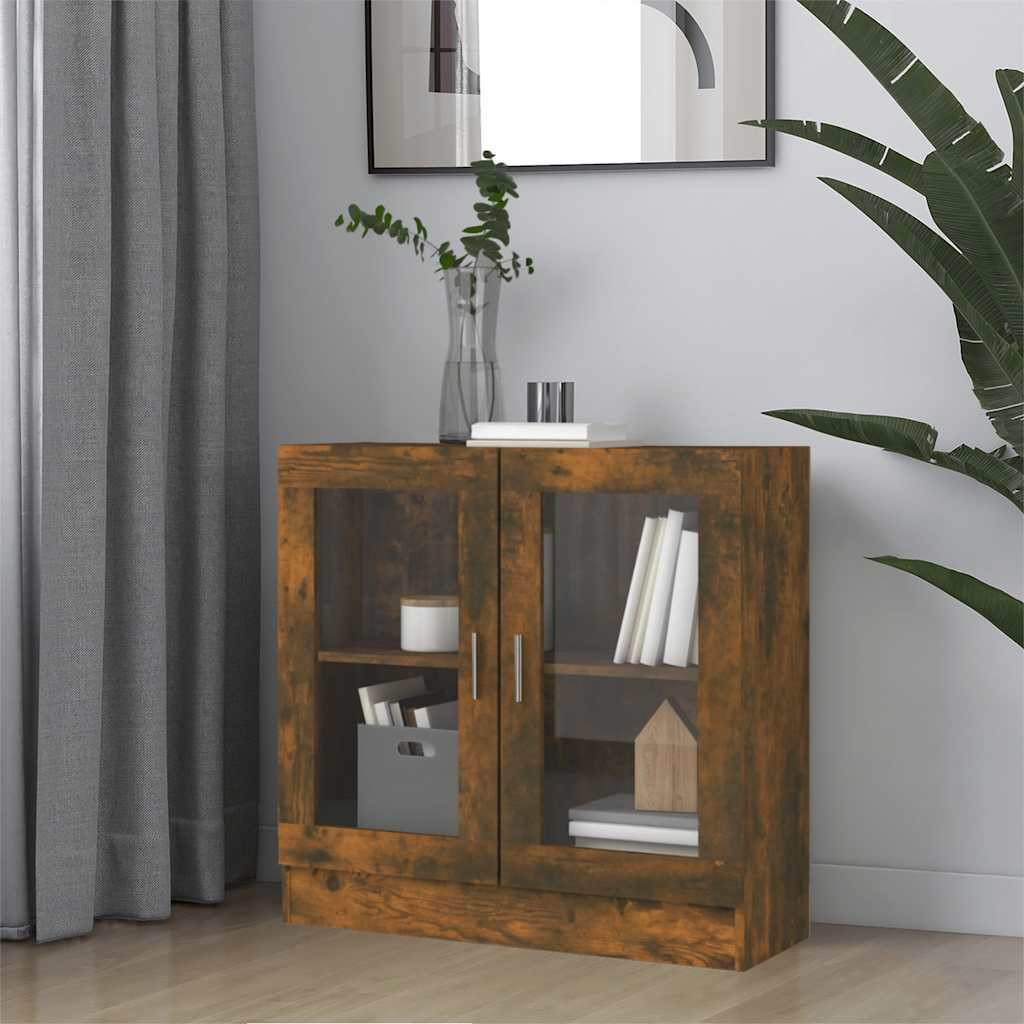 vidaXL Vitrinenschrank Räuchereiche 82,5x30,5x80 cm Holzwerkstoff