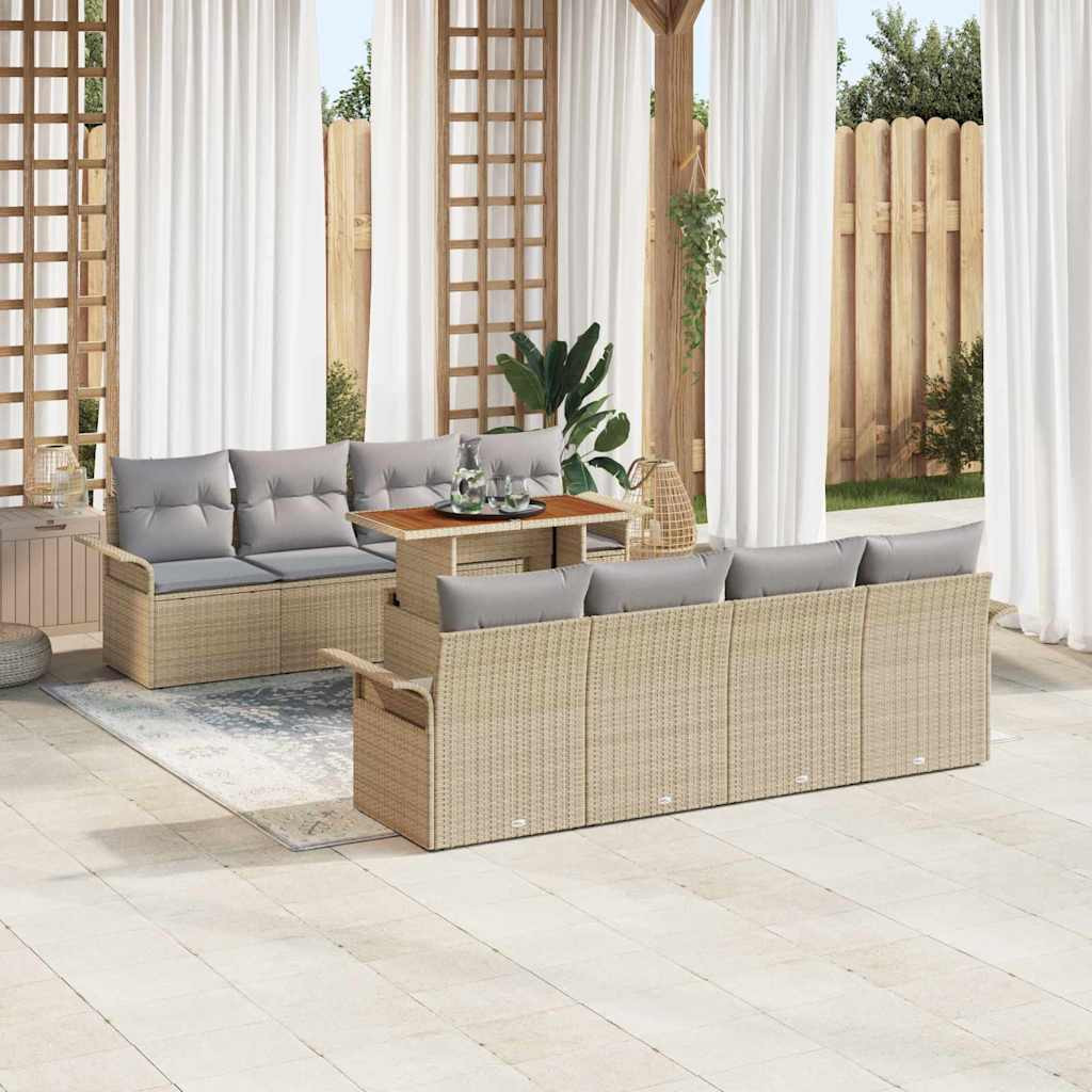 vidaXL Gartensofa-set mit Kissen 7 pcs Beige und Hellgrau Poly-Rattan