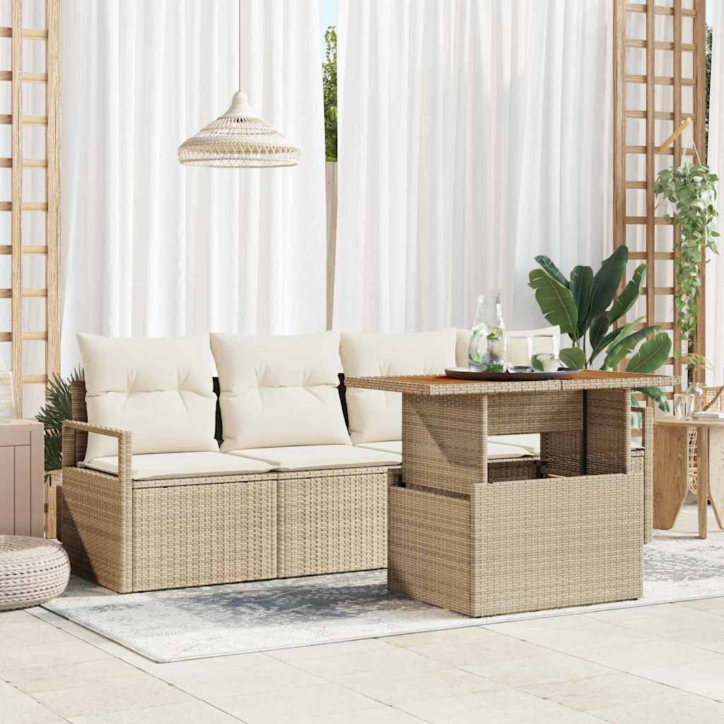 vidaXL Garten-Sofa-Set mit Kissen 5 pcs Beige und Creme