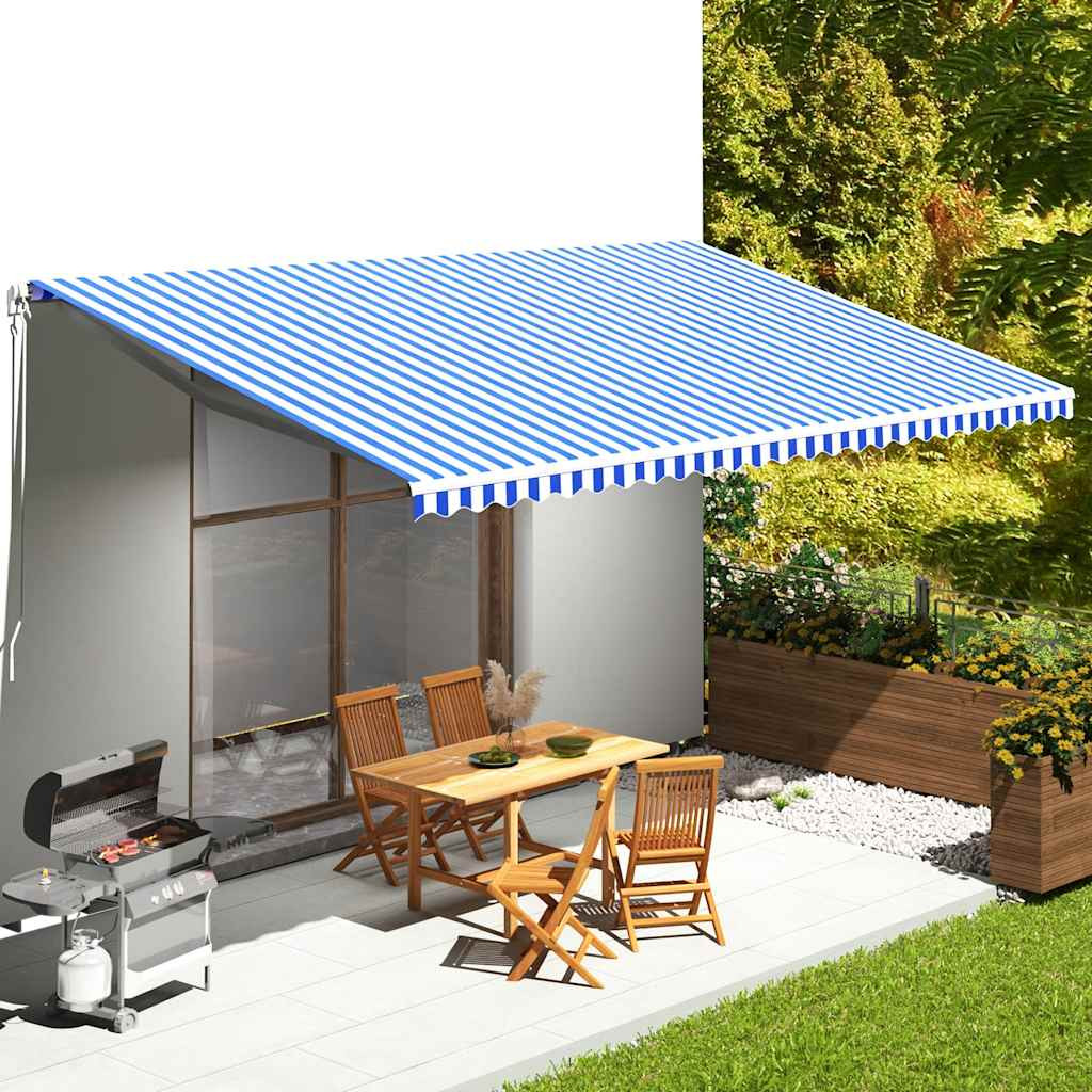 vidaXL Ersatzstoff für Markise Blau und Weiß 6x3,5 m Polyester