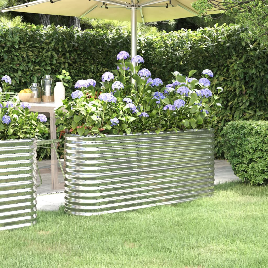 vidaXL Hochbeet Verzinkter Stahl 152x40x68 cm Silbern