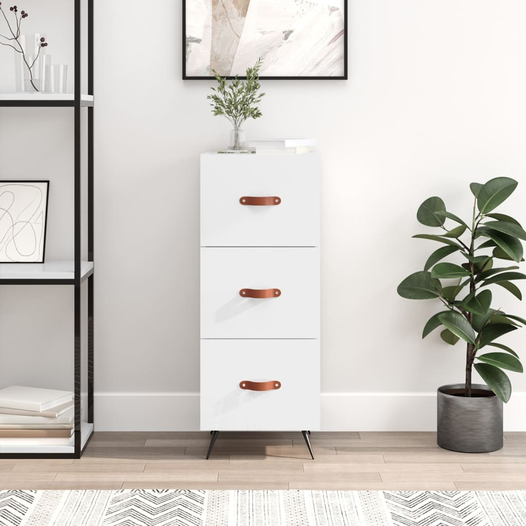 vidaXL Sideboard Hochglanz-Weiß 34,5x34x90 cm Holzwerkstoff