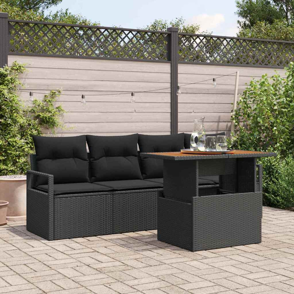 vidaXL Garten-Sofa-Set mit Kissen 5 pcs Schwarz