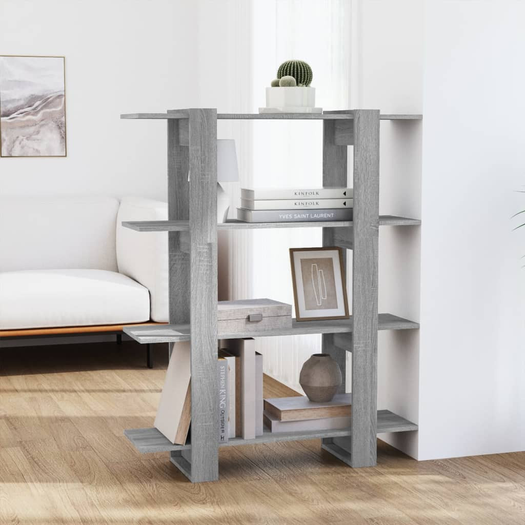 vidaXL Bücherregal/Raumteiler Grau Sonoma 100x30x123,5 cm