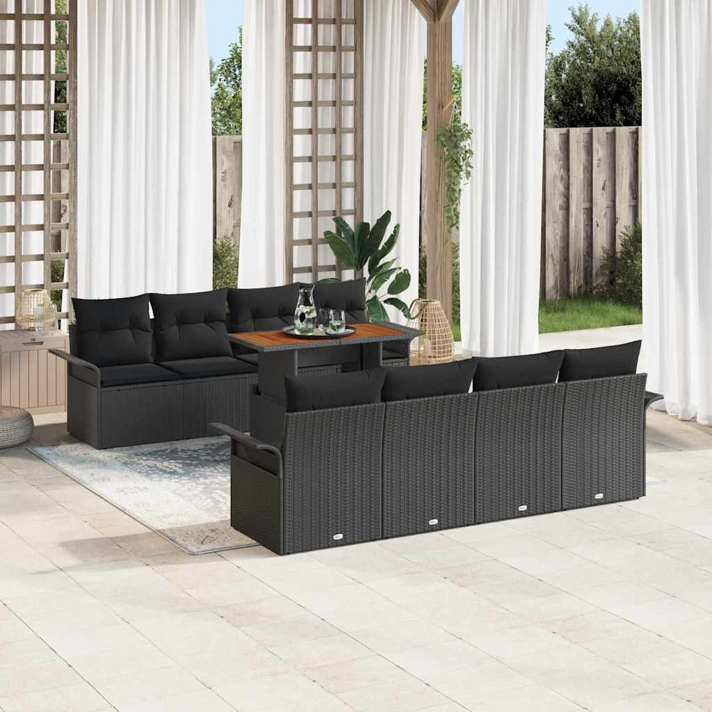 vidaXL Gartensofa-set mit Kissen 7 pcs Schwarz Poly-Rattan