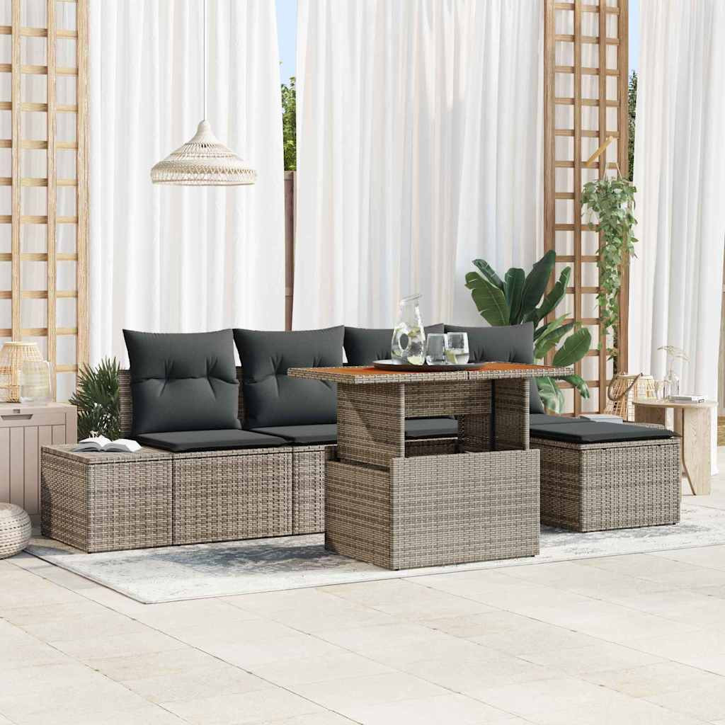 vidaXL Gartensofa-set 6 pcs Grau Poly-Rattan