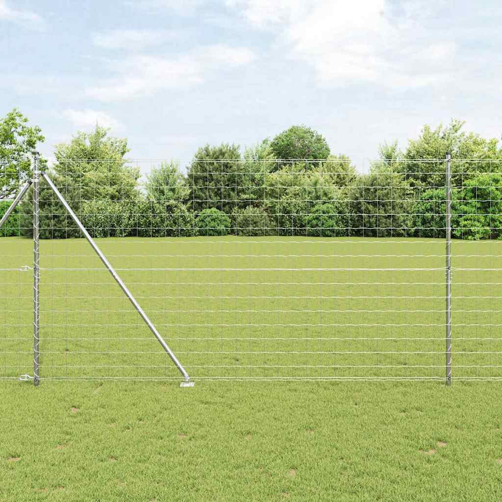 vidaXL Euro-Zaun mit Stacheln 10 x 1,6 m Verzinkter Stahl Silber Netz