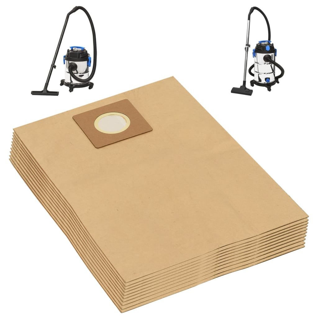 vidaXL Papierbeutel für Nass- und Trockensauger 10 Stk. Braun