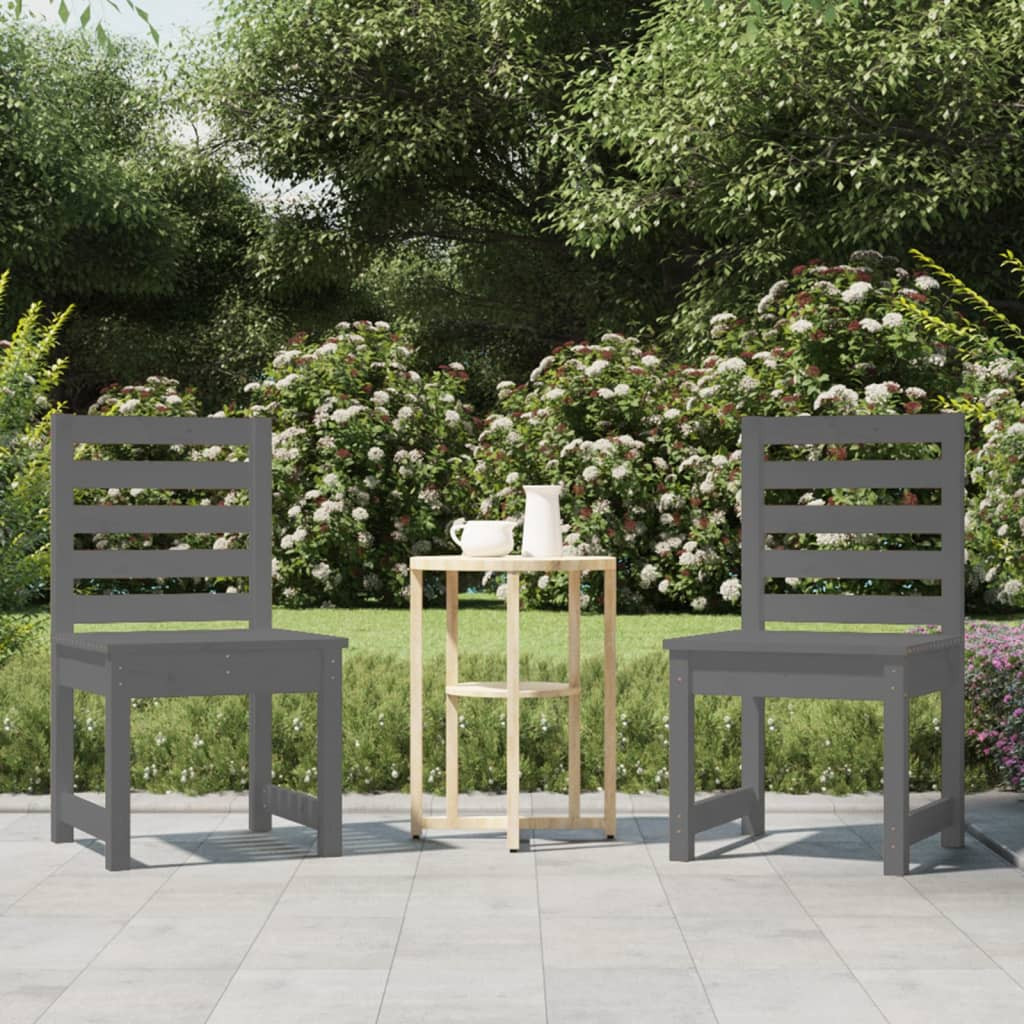 vidaXL Gartenstühle 2 Stk. Grau 50x48x91,5 cm Massivholz Kiefer