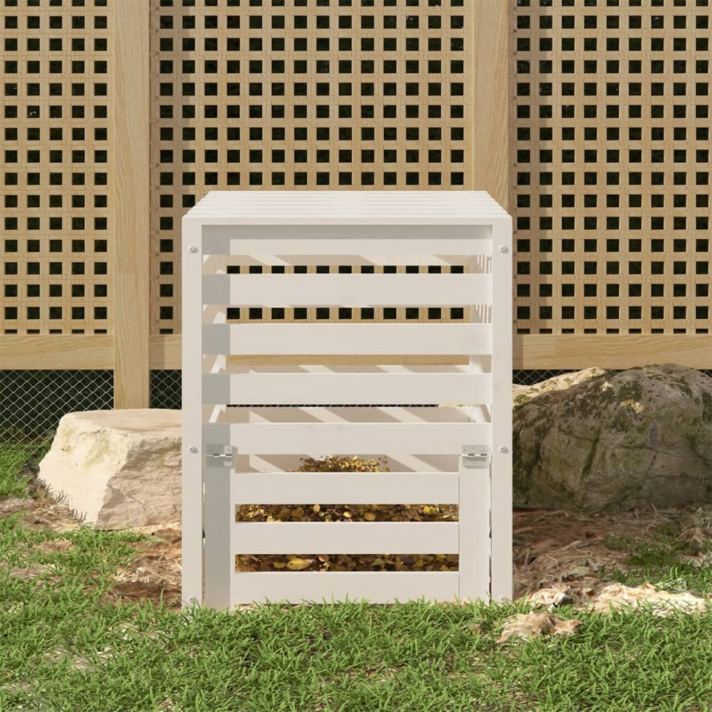 vidaXL Komposter Weiß 63,5x63,5x77,5 cm Massivholz Kiefer