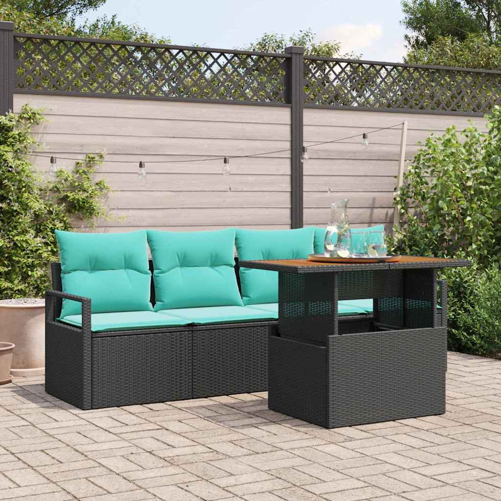 vidaXL Garten-Sofa-Set mit Kissen 5 pcs Schwarz und blau