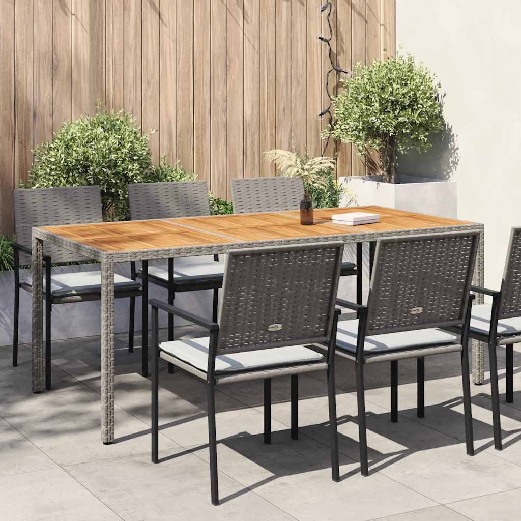 vidaXL Gartentisch 190x90x75 cm Poly Rattan und Akazienholz Grau