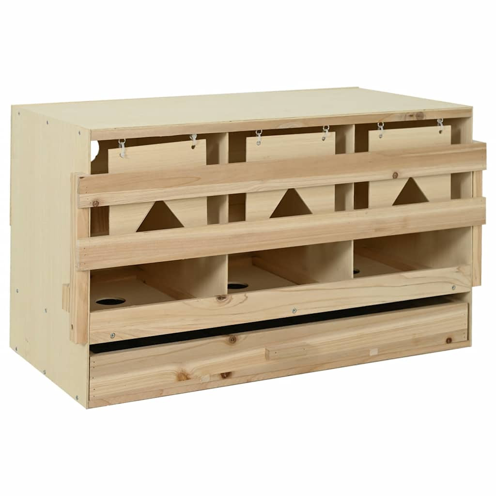 vidaXL Legenest für Hühner 3 Fächer 96x40x45 cm Massivholz Kiefer