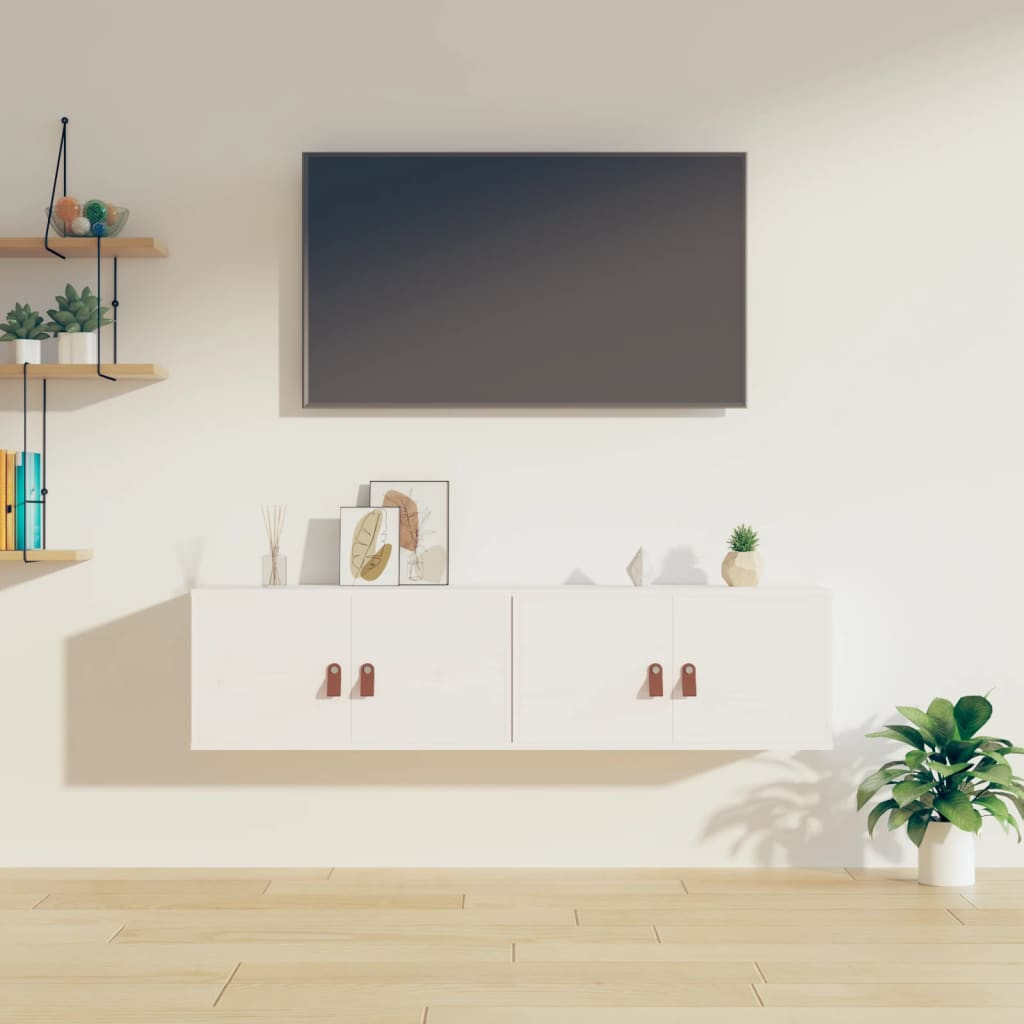 vidaXL Wandschränke 2 Stk. Weiß 60x30x30 cm Massivholz Kiefer