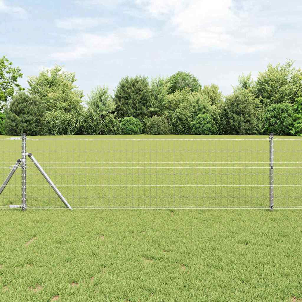 vidaXL Bodenmontierter Euro-Zaun 25 x 0,4 m Verzinkter Stahl Silber