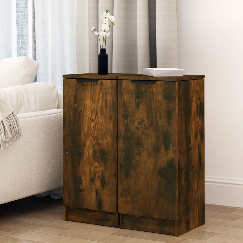 vidaXL Sideboards 2 Stk. Räuchereiche 30x30x70 cm Holzwerkstoff