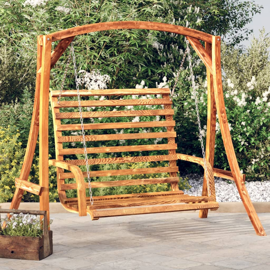 vidaXL Schaukelbank Bugholz Massiv mit Teak-Finish 126x63x92 cm