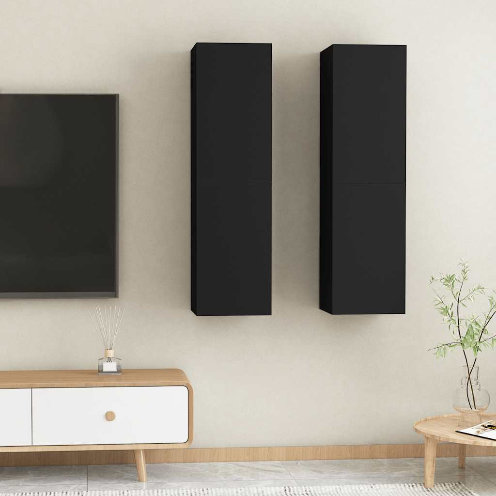 vidaXL TV-Schränke 2 Stk. Schwarz 30,5x30x110 cm Holzwerkstoff