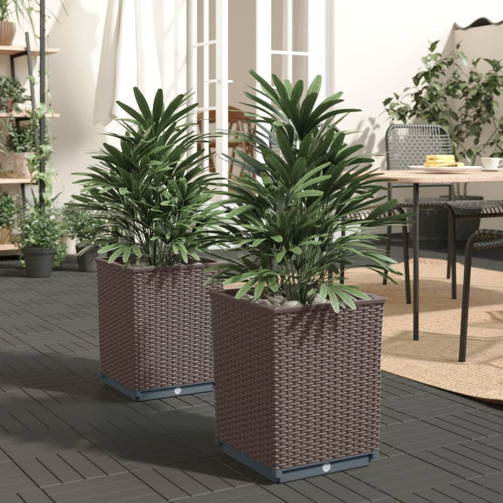 vidaXL Pflanzkübel 2 Stk. Braun 30x30x37 cm Polypropylen
