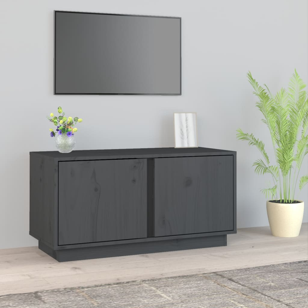 vidaXL TV-Schrank Grau 80x35x40,5 cm Massivholz Kiefer