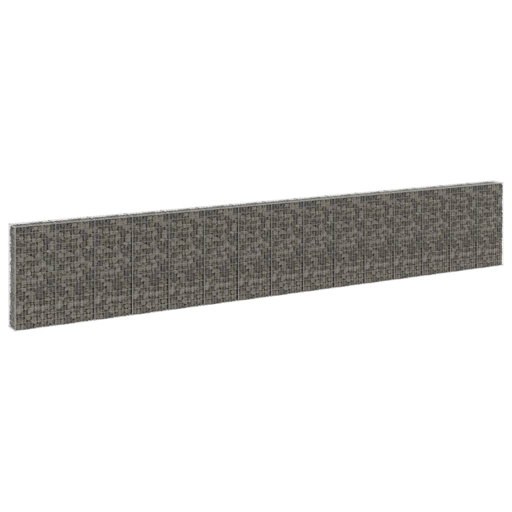 vidaXL Gabionenwand mit Abdeckung Verzinkter Stahl 900x30x150 cm