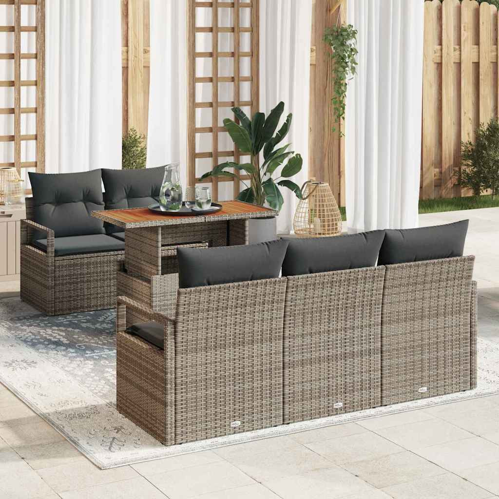 vidaXL Garten-Sofa-Set mit Kissen 6 pcs Grau
