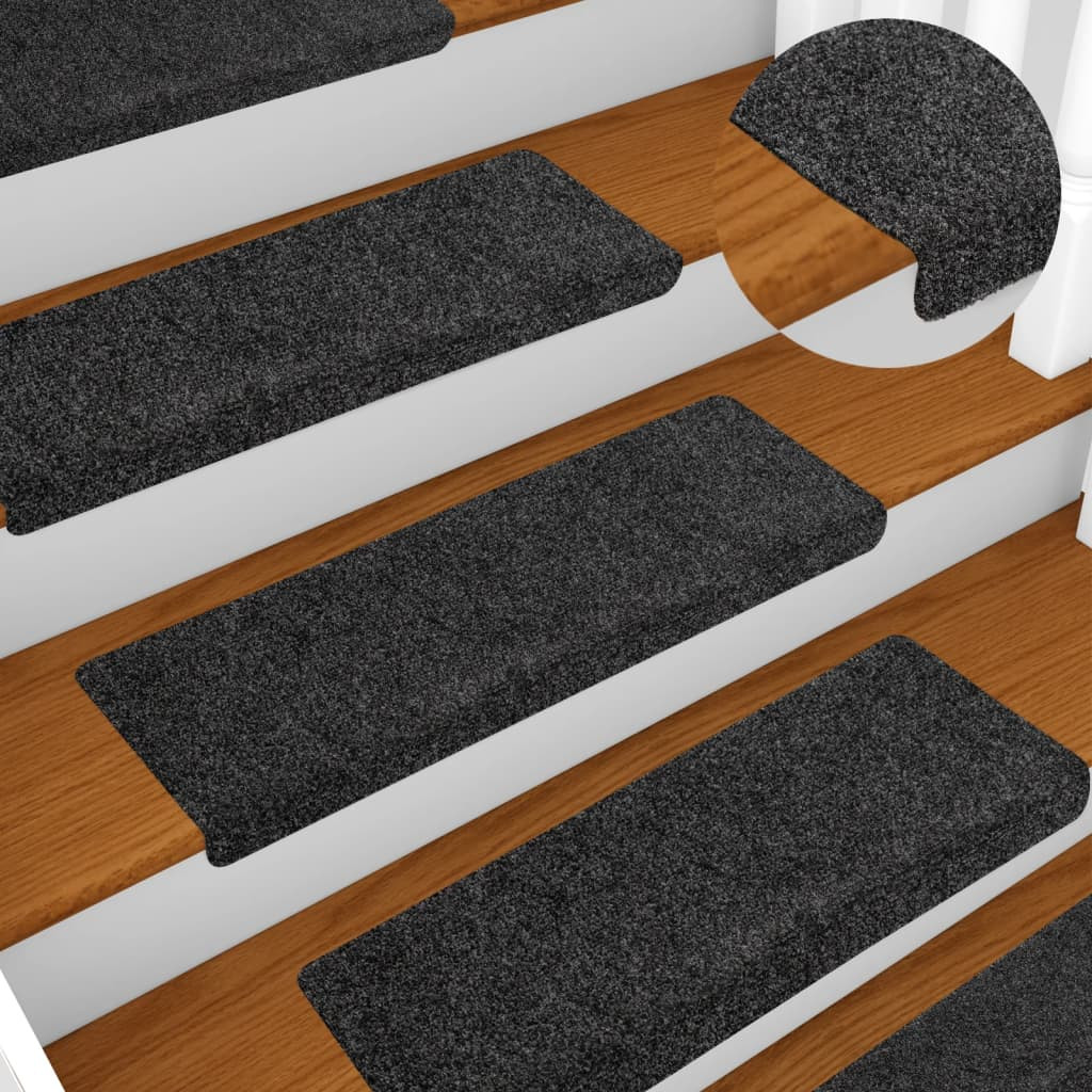 vidaXL Stufenmatten Selbstklebend 10 Stk. 65x21x4 cm Dunkelgrau Rechteckiger Rand