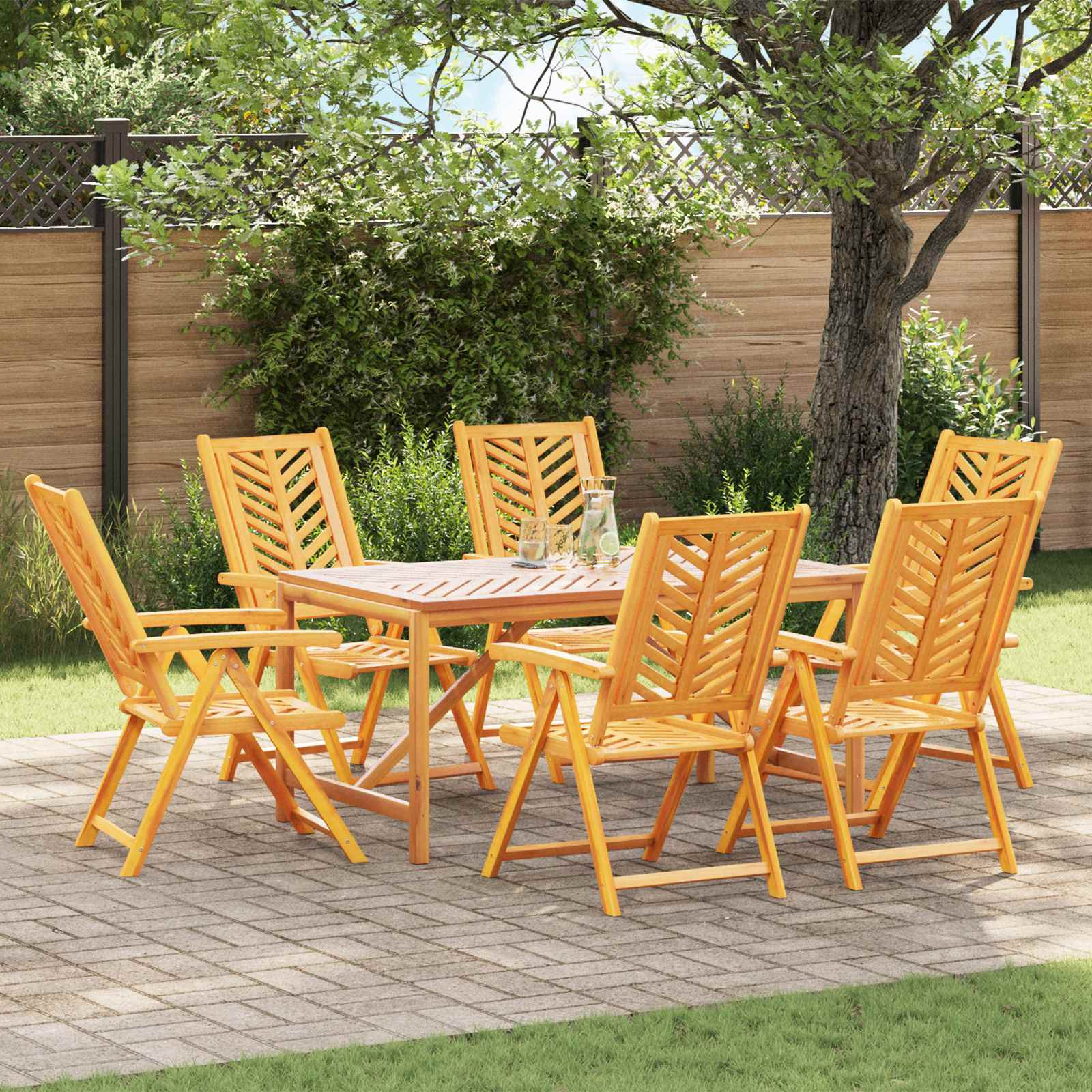 vidaXL Gartenstuhl 6 pcs Braun Massivholz Akazie