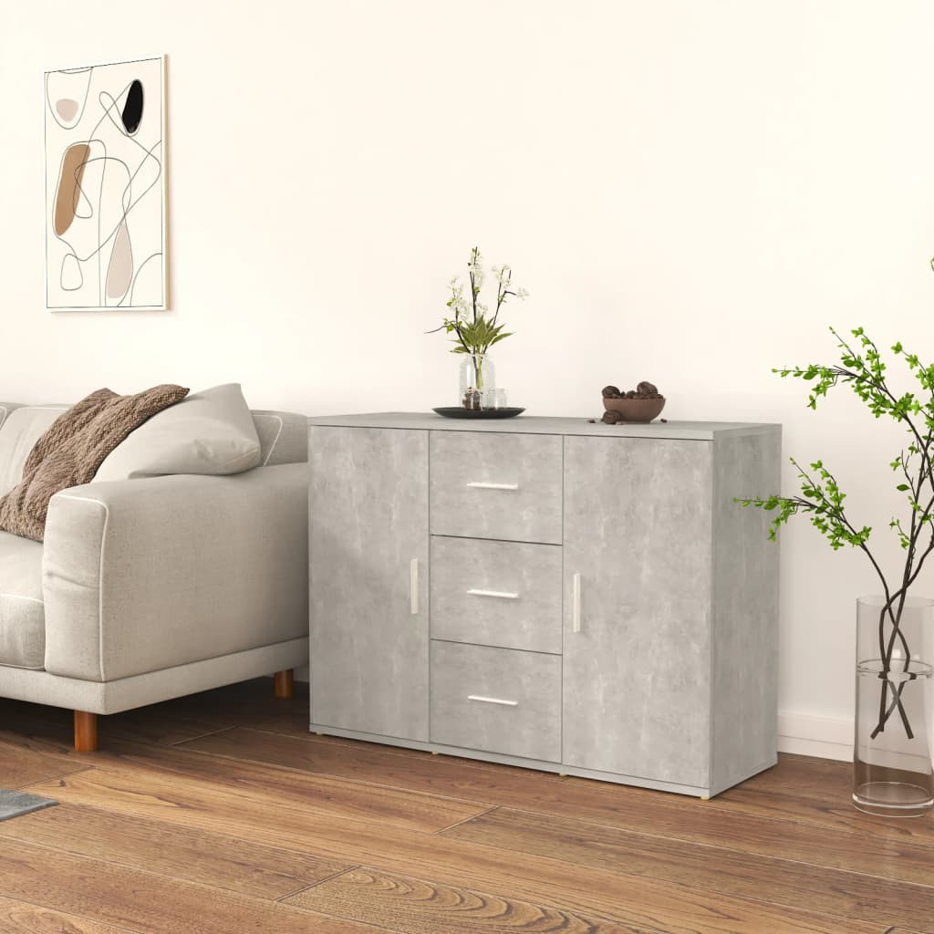 vidaXL Sideboard Betongrau 91x29,5x65 cm Holzwerkstoff