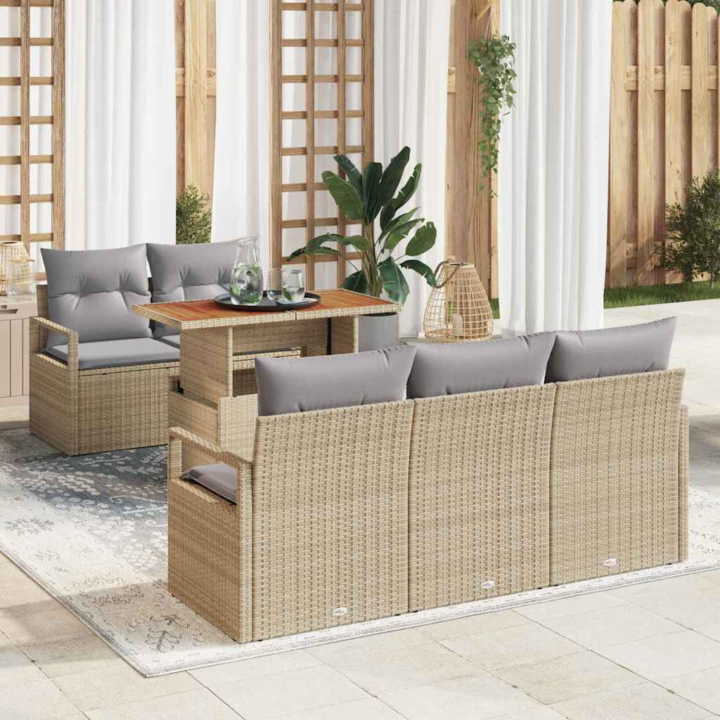 vidaXL Garten-Sofa-Set mit Kissen 6 pcs Beige und Hellgrau