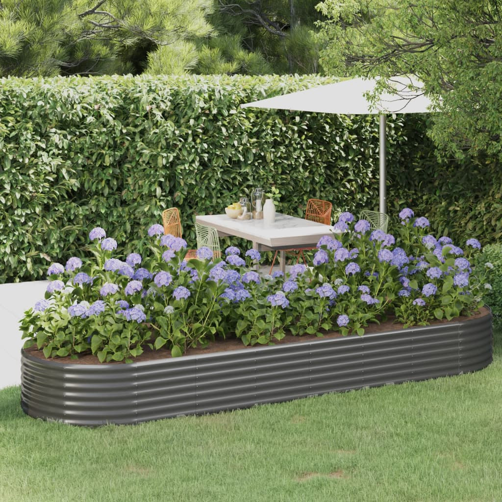 vidaXL Hochbeet Verzinkter Stahl 322x100x36 cm Grau