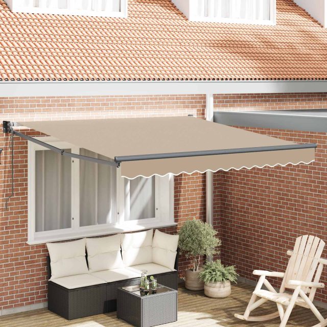 vidaXL Ausziehbare Markise Beige 350 x 250 cm Polyester und Metall