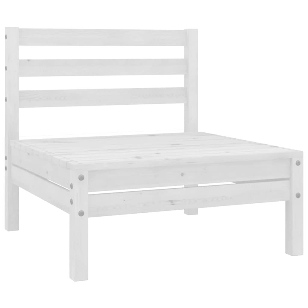 vidaXL Garten-Mittelsofa Weiß Massivholz Kiefer