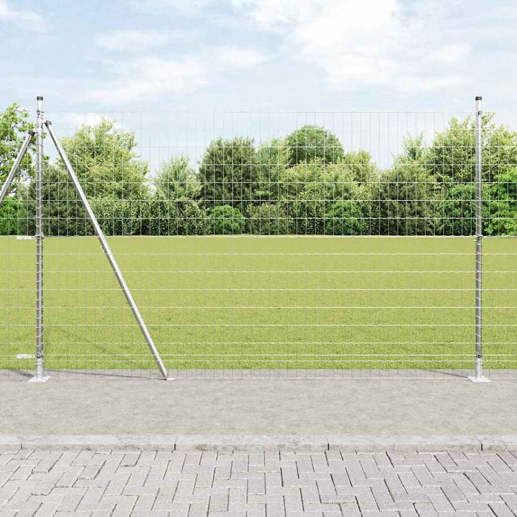 vidaXL Euro-Zaun mit Betonsockel 10 x 1,4 m Verzinkter Stahl Silber