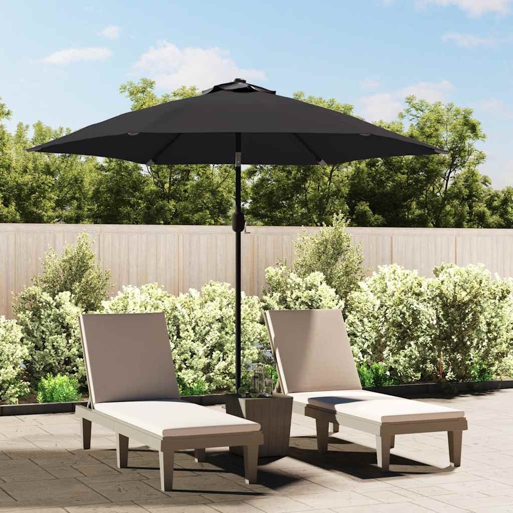 vidaXL Sonnenschirm mit LED-Leuchten und Stahlmast 300 cm Schwarz